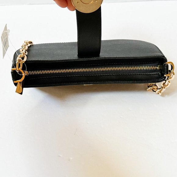 Michael Kors Carmen Small Pouchette Shoulder Chain Bag Black/Gold Toned Hardware - Picture 9 of 14